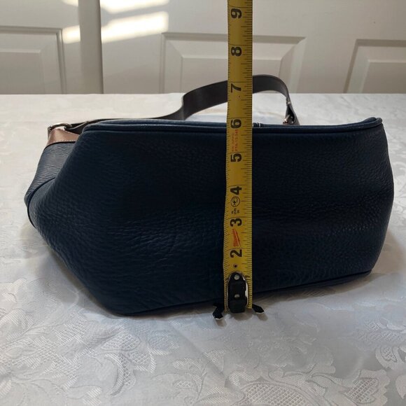 Dooney & Bourke Navy Blue Pebbled Leather Round Logo Zipper Hobo Shoulder Bag - Picture 11 of 12
